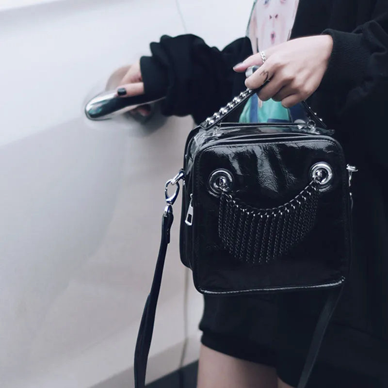 Womens Leather Black Fringe Crossbody Bag With Metal Tassel Shoulder Handbags For Women